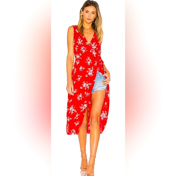 Revolve | L’Academie Sleeveless Floral Wrap Hi-Low Blouse, Cover-Up $ Mini Dress - Picture 1 of 13